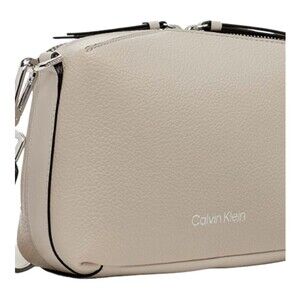 Calvin Klein Brenda Crossbody Bag Fawn Beige Vegan Leather Asymmetrical Zip Purs